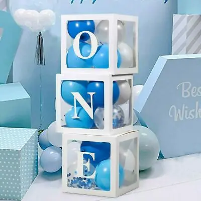 ONE BABY LOVE Transparent Baby Gift Shower Boxes Balloon Birthday Party Decor • £6.99