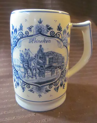 Heineken Handpainted Delft Blue Holland Beer Tankard Mug~Horse Wagon Windmill • $9.99