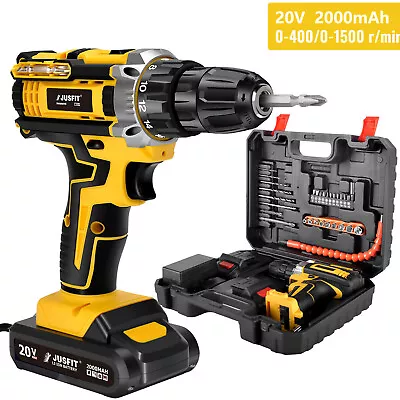 21V Cordless Drill+2 Battery Electric Combi  Impact Driver Kit Drill Screwdriver • £26.98