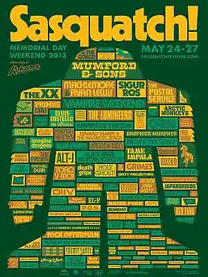 SASQUATCH FESTIVAL 2013 WASHINGTON CONCERT POSTER-Mumford & SonsVampire Weekend • $19.19