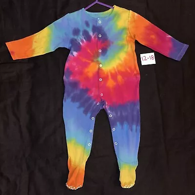 12 To 18 Months Rainbow Tie Dyed Babygrow Sleepsuit • £8