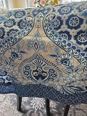 Waverly Paisley Layered Scalloped Valance  Blue And Cream ''48x19'' • $11.99