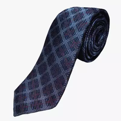 Duchamp London Necktie Men's 100% Silk Luxury Blue Geometric Made In Italy • $29.77