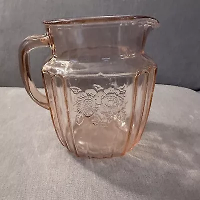 Vintage Mayfair Open Rose Pink  Depression Glass 6” Pitcher • $22