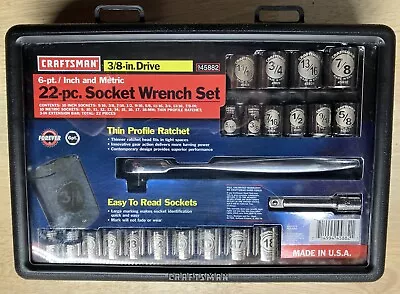 Craftsman 45882 22 Pc 6 Point Socket Set SAE & Metric Laser Etched Sockets USA • $139.99