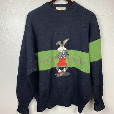 Vintage 1984 Looney Tunes Boxing Iceberg Bugs Bunny Wool Sweater Size Large • $110