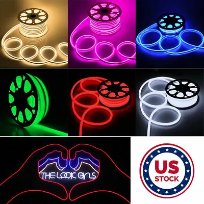 50ft 110V Flexible LED Neon Rope Light Strip Holiday Party Bar Garden Decoration • $78.19