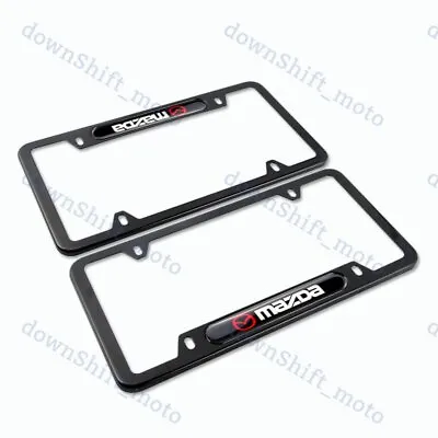 For 2PCS MAZDA 3 6 Black License Plate Frame Stainless Steel Metal New • $18.88