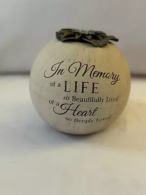 Round Decorative Wooden “Memorial” Candle W/Metal Flower Lid From Light Your Way • $11.99