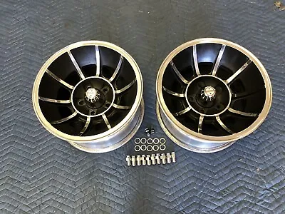 PAIR (2) POLISHED 15x8 1/2 VECTOR STYLE WHEELS CHEVY 5 On 4 3/4 CHEVY VAN NICE • $599