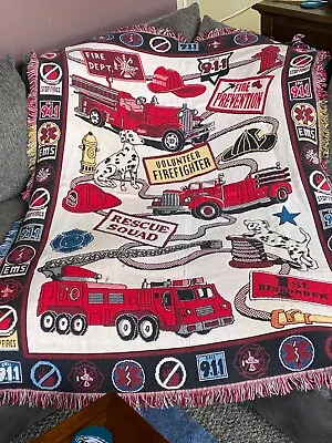 Volunteer Firefighter Tapestry Throw Blanket Afghan EMS Fireman Rescue Squad • $24.95