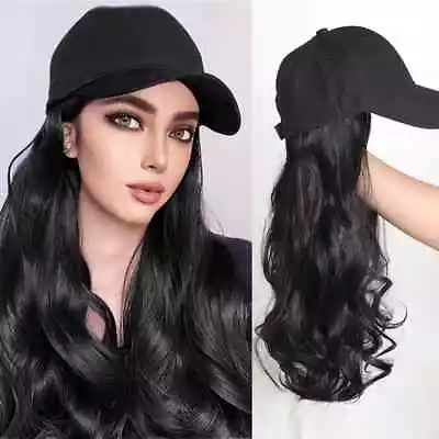 Women Baseball Cap With Synthetic Wig Long Wavy Full Wigs Hat For Natural Use • $15.95