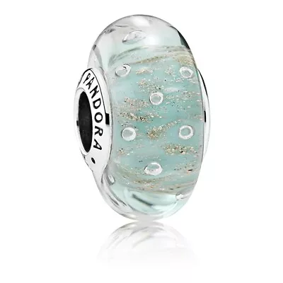 Genuine PANDORA Mint Glitter Murano Glass Charm 791669 RETIRED • £15.42