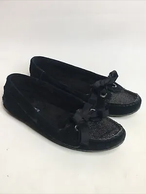 $18.99 • Buy Womens Black  Sequin Sperry Top Sider Ballet Flats Heels Shoes Size 7 M