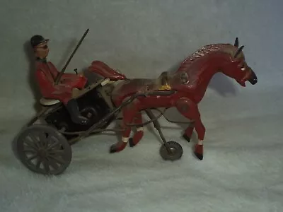 Vintage German Tin Wind-Up Race Horse & Jockey Untested • $24.95