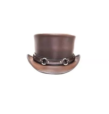 Dorado Deadman Biker SR2 Band Gothic Cowboy Leather Top Brown Hat Steampunk • $79.99