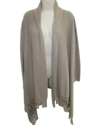 Nordstrom 100% Cashmere Beige Open Drape Front Cardigan May Fit XS S • $26.95