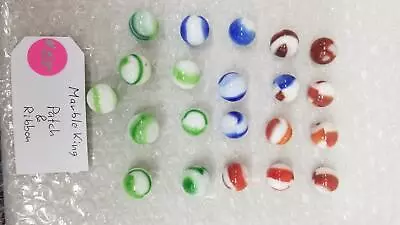 21 Vintage Marble King 16-17mm Patch And Ribbon Marbles Nice Clean Shelf UP5 #55 • $5.88