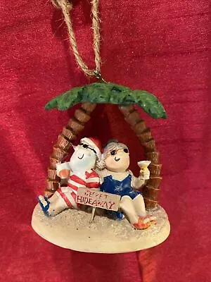 Santa And Mrs. Claus Island Secret Hideaway Palm Ornament By Cape Shore • $8.95