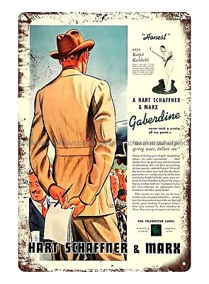 1938 Ad Guldahl Golfer Gaberdine Hart Schaffner Marx Metal Tin Sign Bar Decor • $15.88