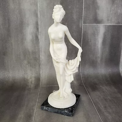 Italian Nude Bathing Woman 9  White Statue On Marble Base • $49.95