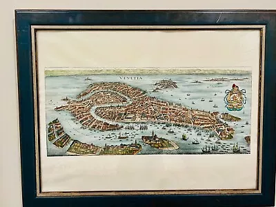 Venetian Map Of 1635 Venice  34x26 Expertly Framed In Italy Art Paper • $159.99