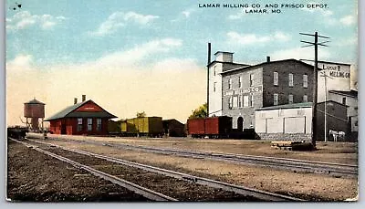 Lamar Missouri~Milling Co & Frisco Train Depot By RR Tracks~Water Tower~c1910 • $17