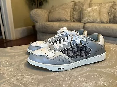 Christian Dior B27 Sneaker White Gray Calfskin Beige Oblique Jacquard Size 10 • $500