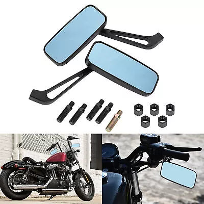 HANDLE BAR END Rectangle  Mirrors For Harley Honda Universal  Rear View Mirrors • $28.99