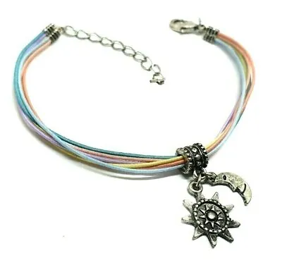 £4.95 • Buy Ankle Bracelet Sun Moon Hippie Summer Multicolor Elastic Corded Anklet Wrist Fun