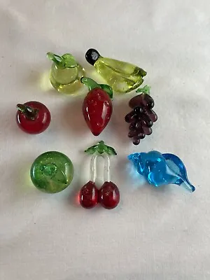 Vintage Mini Miniature Murano Style Blown Glass Fruit & Shell 8 Pieces • $9.95