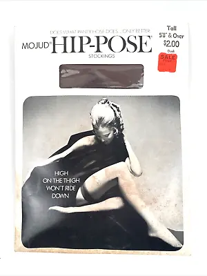 Vintage Sheer Stockings Tall Hip-Pose Seamless Nylon Thigh High Mojud USA • $14