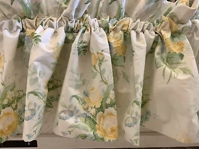 Vintage 1991 Laura Ashley Winter Lilly Yellow Roses Window Valance Curtain Rod P • $59