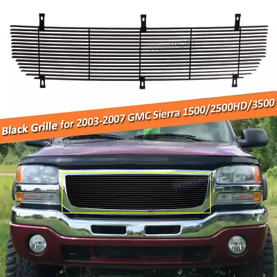 Fits 2003-2006 GMC Sierra 1500/2500HD/3500 Main Upper Black Billet Grille Insert • $78.86