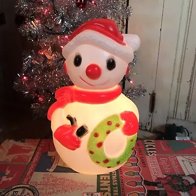 Vintage Christmas Blow Mold Snowman Lighted Union New Old Stock Table Top 10” • $49