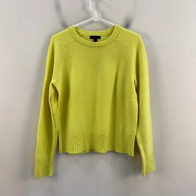 J.Crew Womens Medium Sweater Top Yellow Wool Pullover Long Sleeve Crew Neck • $18.85