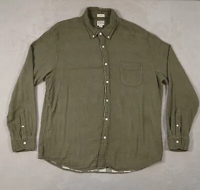 J Crew Mens Olive Green Button Down Shirt Long Sleeve Brushed Cotton Lined XL • $19.80