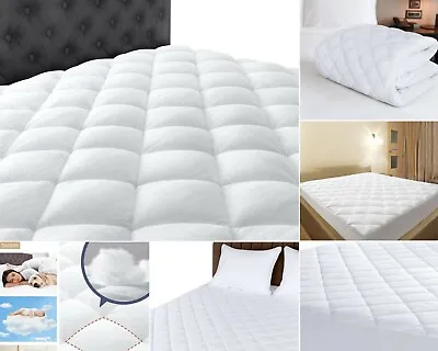 Quilted  Matress Mattress Protector Fitted Bed Sheet Topper Cover Non-allergenic • £11.47