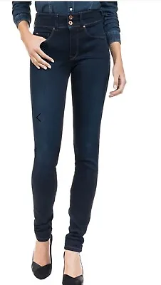 Salsa Secret Soft Touch Push In Skinny Jeans Dark Blue Denim. 32w 32w Bnwt • £60