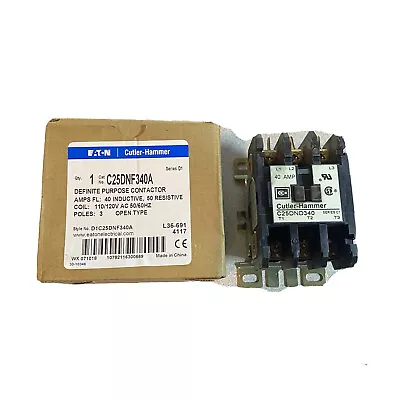 Eaton C25DNF340A Cutler Hammer Contactor 40 Amp 3 Pole 110/120V Coil • $27.83