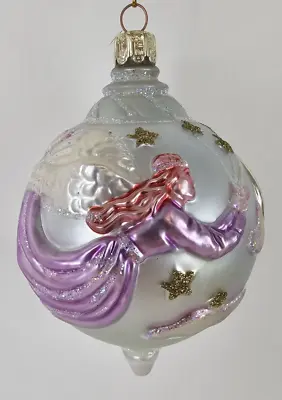 Hand Painted Angel In Flight Mercury Glass Christmas Ornament  4  Moon Stars VTG • $9.77