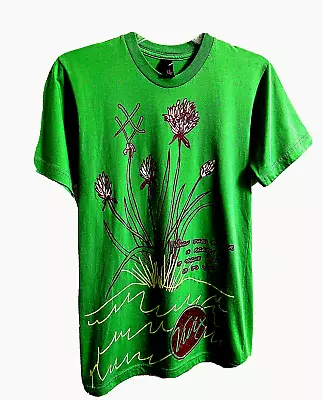 Vivix Womens Graphic Floral Tee Shirt Size S Green 100% Cotton Short Sleeves USA • $18.38