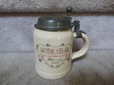 VTG Chicago 1909 Mettlach 1/2 Liter Antique German PUG Beer Stein 1526 A.M.D.A. • $49.23