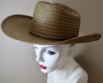 Vintage Bonanza Light Weight Best-Wearing Men's Straw Cowboy Hat Size 7 1/8 EUC • $16.49