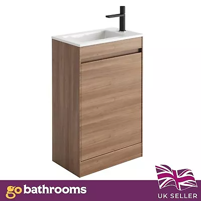 400mm Country Oak Cloakroom Vanity Unit Ceramic Sink Small EnSuite Bathroom Unit • £185