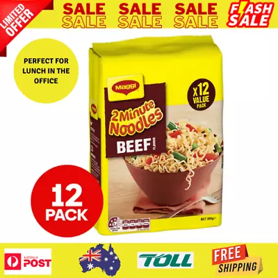 12 X Maggi 2 Minute Noodles Beef 74g • $12.49