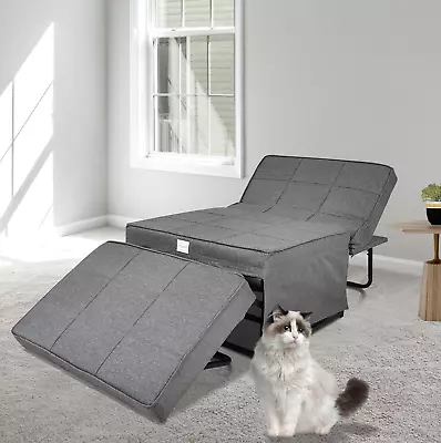 4 In 1 Sofa Bed Convertible Chair Folding Ottoman Lounger Sleeper Metal Frame • £226.99