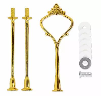 1 Set 3 Tier Handle Fittings Gold For Tea Shop Room Hotel Party Cake Plate Stand • £3.25