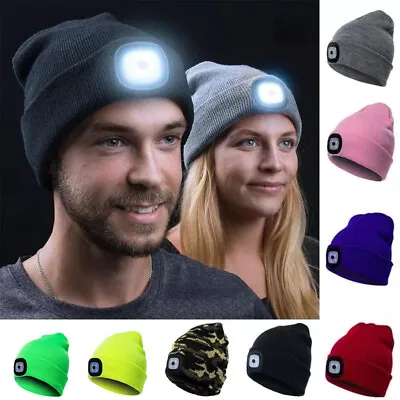 Winter Autumn Warm LED Light Knitted Beanie Hat Men Women With USB Rechargeable • $10