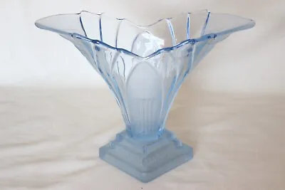 Art Deco Large Blue Glass 'Greta' Vase By Walther • £55.99